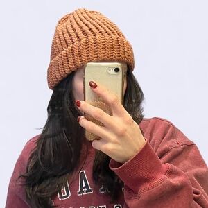 Handmade Cozy Dusty Rose Coral Knit Beanie